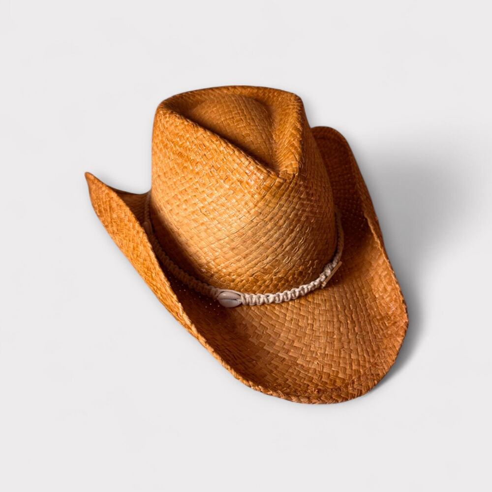 Corona Extra Straw Cowboy Hat – Shell Braid Hatband – Beach Rodeo Style